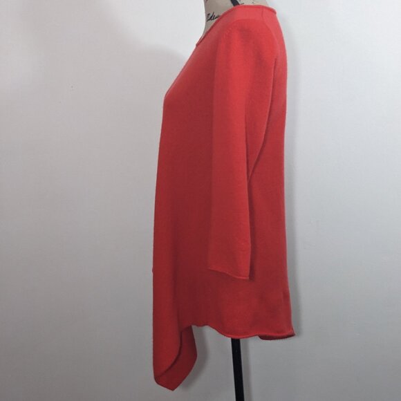 Neiman Marcus 100% Cashmere Sweater Womens Orange Asymmetrical Hem Luxe Tunic M? - Picture 6 of 12